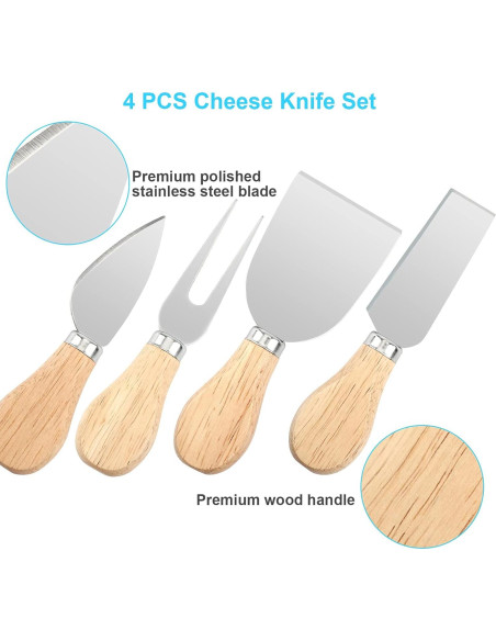Juego de 4 cuchillos para queso UUBAAR de acero inoxidable Juego de 4 cuchillos para queso UUBAAR de acero inoxidable