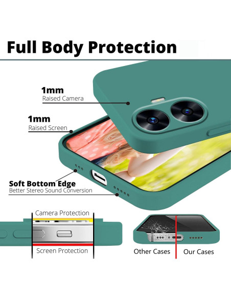 Funda de Silicona Antichoque Wousunly para Realme C55 Verde Oscuro Funda de Silicona Antichoque Wousunly para Realme C55 Verde Oscuro