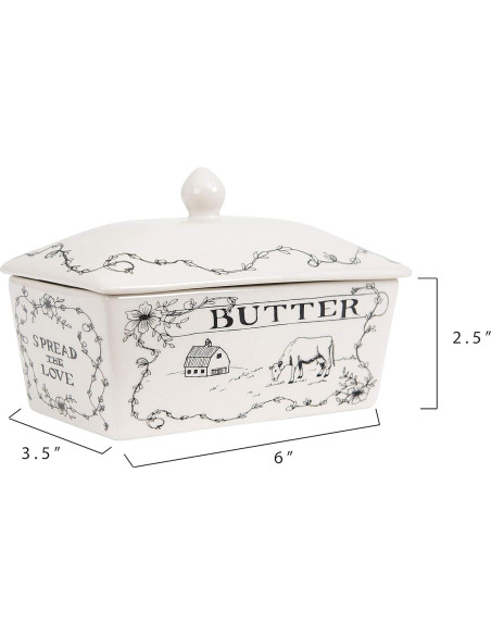 Plato de Mantequilla Creative Co-Op con Tapa 17.15x10.16cm Plato de Mantequilla Creative Co-Op con Tapa 17.15x10.16cm