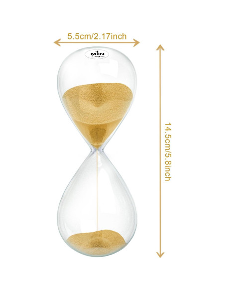Reloj de Arena SuLiao 15 Minutos Vidrio Dorado Decorativo Reloj de Arena SuLiao 15 Minutos Vidrio Dorado Decorativo