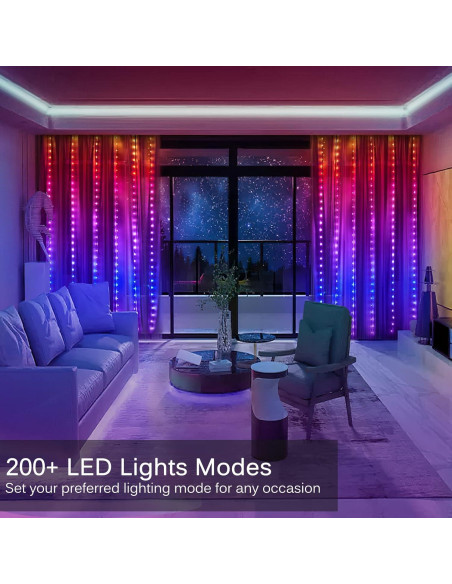 Luces de Cortina LED KepStars 144 RGB 2.44m x 1.83m Control APP Luces de Cortina LED KepStars 144 RGB 2.44m x 1.83m Control APP