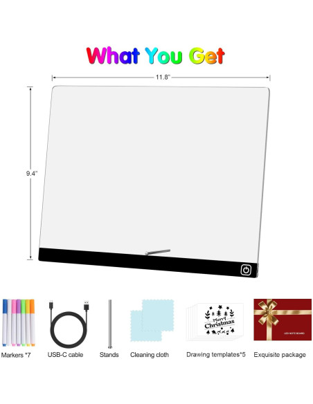 Tablero de Dibujo LED Hansanti 30x24cm 7 Colores Borrable Tablero de Dibujo LED Hansanti 30x24cm 7 Colores Borrable