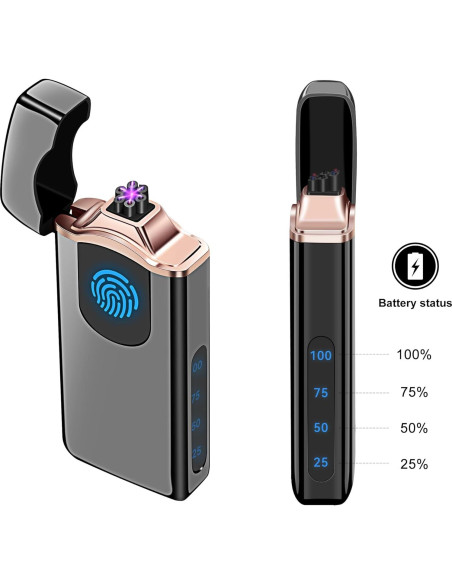 Encendedor de Plasma Triple Arco Lesbri Recargable USB Negro Encendedor de Plasma Triple Arco Lesbri Recargable USB Negro