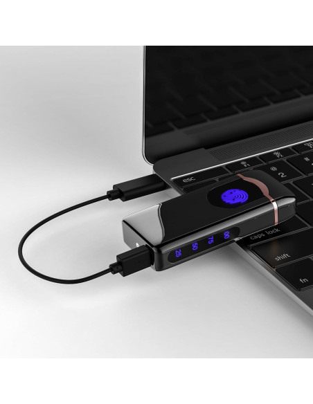 Encendedor de Plasma Triple Arco Lesbri Recargable USB Negro Encendedor de Plasma Triple Arco Lesbri Recargable USB Negro