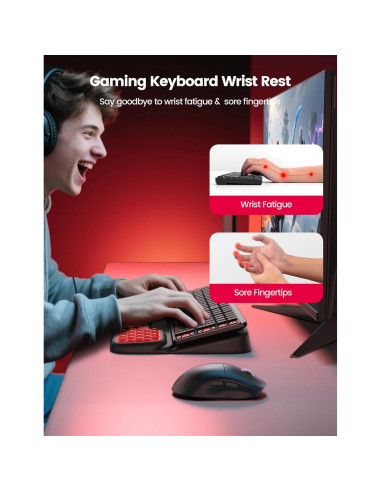 Soporte de Teclado Vaydeer con Reposamuñecas Ergonómico Rojo