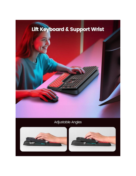 Soporte de Teclado Vaydeer con Reposamuñecas Ergonómico Rojo Soporte de Teclado Vaydeer con Reposamuñecas Ergonómico Rojo