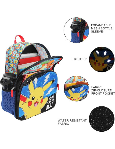 Set de Mochila Pokémon Bioworld 5 Piezas 40.64 cm Set de Mochila Pokémon Bioworld 5 Piezas 40.64 cm