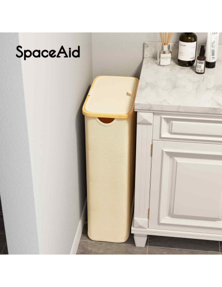 Cesta de Ropa SpaceAid Slim 65L con Tapa Beige Plegable Cesta de Ropa SpaceAid Slim 65L con Tapa Beige Plegable