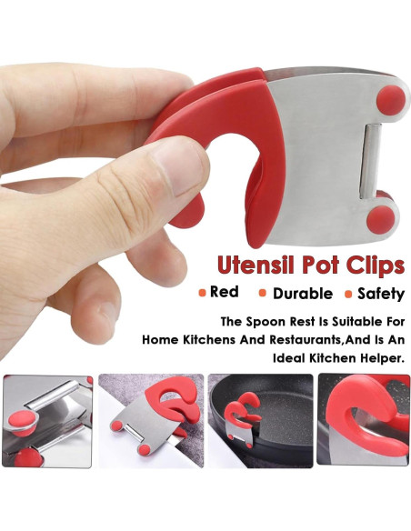 Soporte para Cuchara de Olla AKOAK Acero Inoxidable Rojo Soporte para Cuchara de Olla AKOAK Acero Inoxidable Rojo