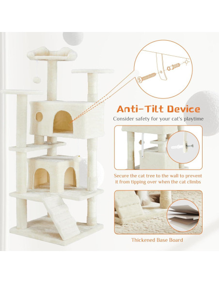Torre para Gatos Sweetcrispy 137 cm Beige Multi-Nivel Torre para Gatos Sweetcrispy 137 cm Beige Multi-Nivel