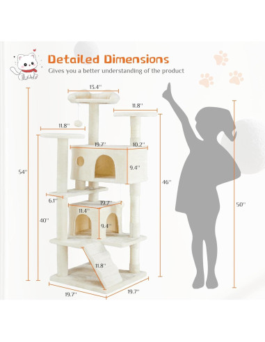 Torre para Gatos Sweetcrispy 137 cm Beige Multi-Nivel