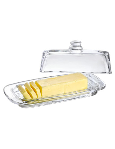 Plato de Mantequilla de Vidrio QFkris 20.3 cm con Tapa