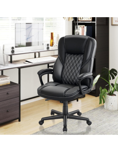 Silla de Oficina HOMCOM Ejecutiva Respaldo Alto Ajustable Negra Silla de Oficina HOMCOM Ejecutiva Respaldo Alto Ajustable Negra