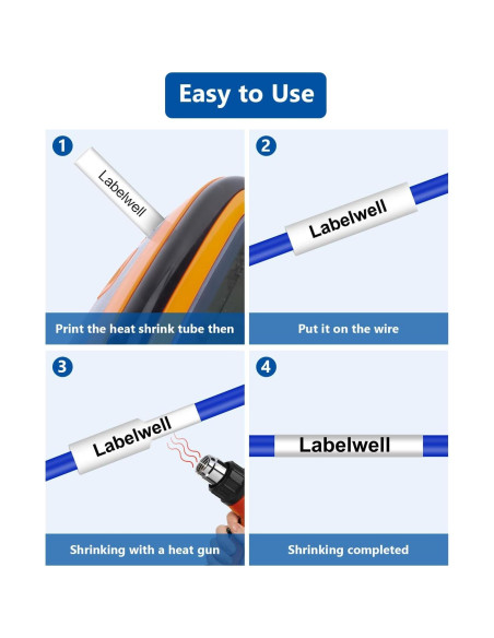 Etiquetas Termocontraíbles Labelwell HSe-221 3-Pack 8.8mm Negro Etiquetas Termocontraíbles Labelwell HSe-221 3-Pack 8.8mm Negro