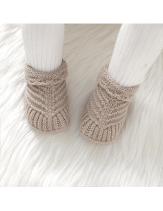 Botines para Bebé Neiwech 3-6 Meses Beige Tejidos a Mano 2