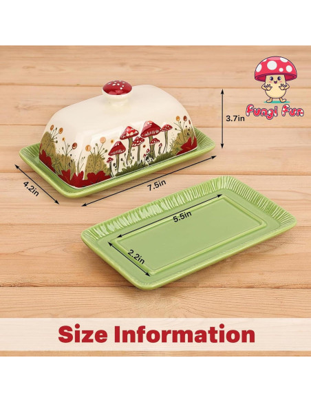 Plato de Mantequilla Hongo Cerámica Fungi Fun 20cm Blanco Plato de Mantequilla Hongo Cerámica Fungi Fun 20cm Blanco