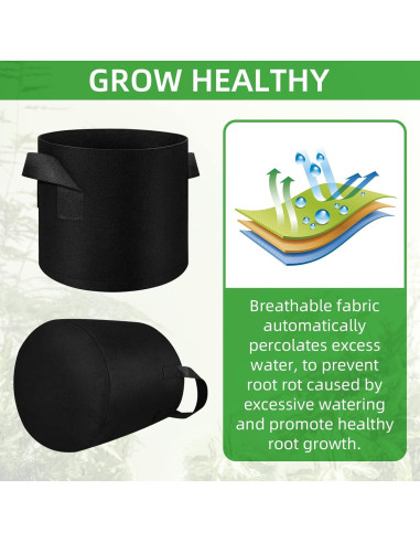 Bolsas de Cultivo LITLANDSTAR 100-Pack 10 Galones Tela Fieltro