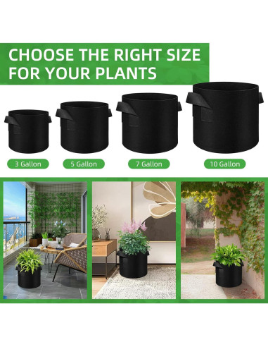 Bolsas de Cultivo LITLANDSTAR 100-Pack 10 Galones Tela Fieltro