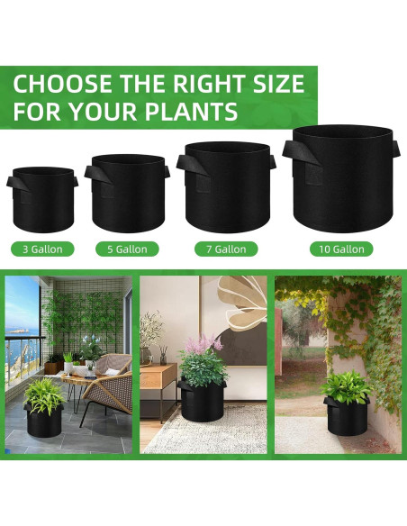 Bolsas de Cultivo LITLANDSTAR 100-Pack 10 Galones Tela Fieltro Bolsas de Cultivo LITLANDSTAR 100-Pack 10 Galones Tela Fieltro