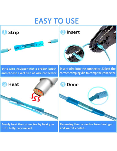 Kit de Conectores de Empalme Térmico 50 Pcs Azul 16-14 AWG