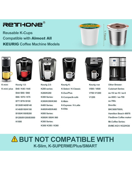 Filtros de Café Reutilizables RETHONE K Cup Acero Inoxidable Filtros de Café Reutilizables RETHONE K Cup Acero Inoxidable