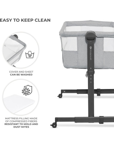 Cuna Kinderkraft Neste UP2 2 en 1 Co-Sleeper Ajustable Gris