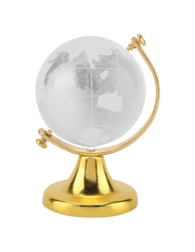 Globo Terráqueo Redondo de Cristal 6.5cm Dorado