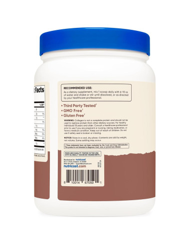 Polvo de Colágeno Hidrolizado Nutricost 454g Sabor Chocolate