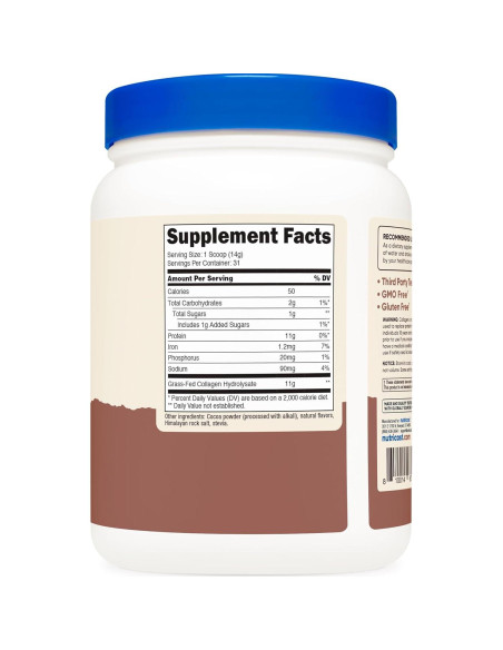 Polvo de Colágeno Hidrolizado Nutricost 454g Sabor Chocolate Polvo de Colágeno Hidrolizado Nutricost 454g Sabor Chocolate