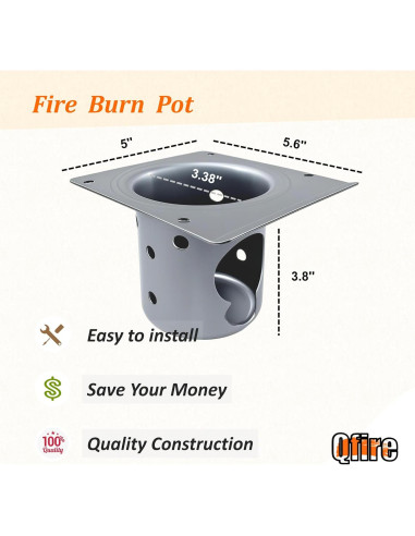 Tazón de Quema de Fuego Qfire Pro 1150 para Parrilla Pellet