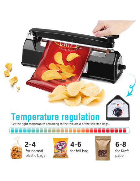 Sellador de Bolsas de Calor Manual METRONIC 8" Negro 300W Sellador de Bolsas de Calor Manual METRONIC 8" Negro 300W