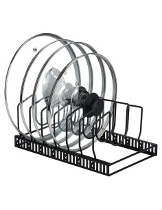 Organizador de Tapas de Olla Toplife Ajustable 7 Compartimentos Negro