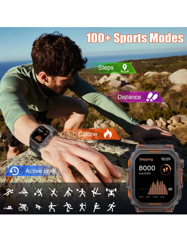 Reloj Inteligente Militar SGJIK FT61 - GPS, 100+ Modos, Pantalla 4.45 cm