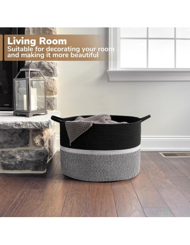 Cesta de Lavandería Grande CHICVITA 56x56x36 cm Algodón Negro