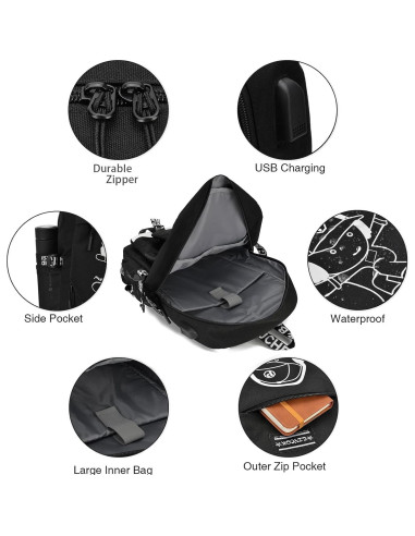 Mochila Escolar Resistente al Agua EZYCOK con Puerto USB 46cm
