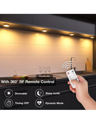 Luces LED bajo gabinete WOBANE, 9W, 700 lúmenes, control remoto