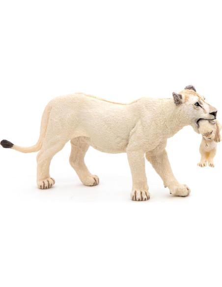 Figura de Papo Leona Blanca con Cachorro Multicolor 14.5 cm Figura de Papo Leona Blanca con Cachorro Multicolor 14.5 cm