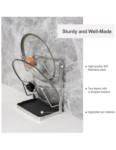 Soporte para Tapa de Olla XCCK de Acero Inoxidable 304 Plateado