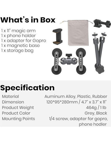 Montaje Magnético Flexible ROZOER 28 cm para GoPro y Teléfonos Montaje Magnético Flexible ROZOER 28 cm para GoPro y Teléfonos