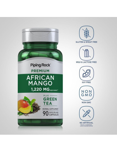 Extracto de Mango Africano Piping Rock 1220 mg + Té Verde 90 Cápsulas