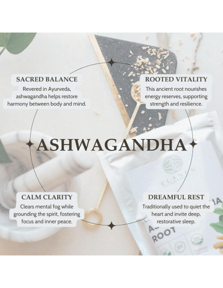 Raíz de Ashwagandha Orgánica Elanen 113 g - Té de Hoja Suelta Raíz de Ashwagandha Orgánica Elanen 113 g - Té de Hoja Suelta