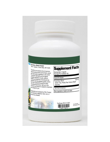 Suplemento Nopal y Té Verde TerraVita 450 mg 200 Cápsulas