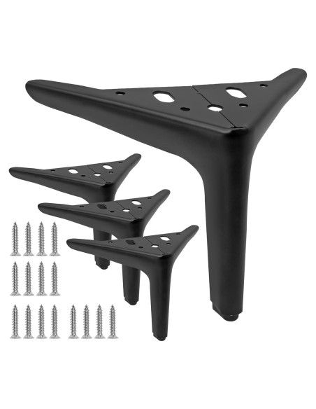 Piernas de Mueble de Metal Kyuionty 12cm Negras - Juego de 4 Piernas de Mueble de Metal Kyuionty 12cm Negras - Juego de 4