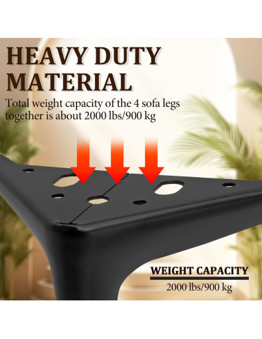 Piernas de Mueble de Metal Kyuionty 12cm Negras - Juego de 4