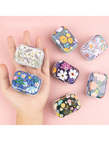 Framendino 5 Pack Mini Cajas de Hojalata con Tapa Floral Framendino 5 Pack Mini Cajas de Hojalata con Tapa Floral