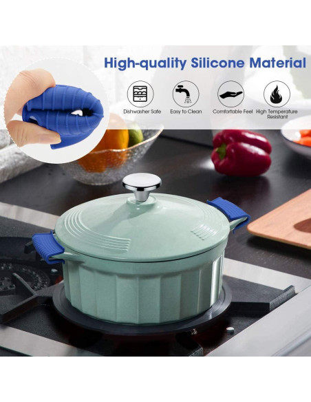 Funda de Silicona AHIW para Mango de Sartén Caliente - 4 Piezas Azul Funda de Silicona AHIW para Mango de Sartén Caliente - 4 Piezas Azul