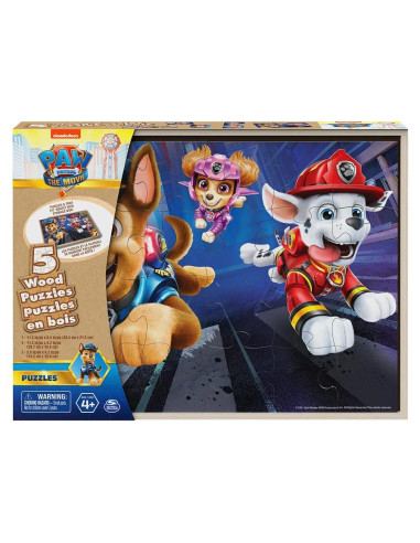 Set de 5 Rompecabezas de Madera Paw Patrol con Caja 0.63 kg