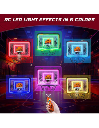 Aro de Baloncesto Interior VATOS C-012 con Luces LED y Control Remoto