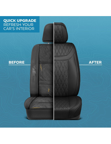 Fundas de Asiento de Coche MotorBox Cuero Sintético Negro