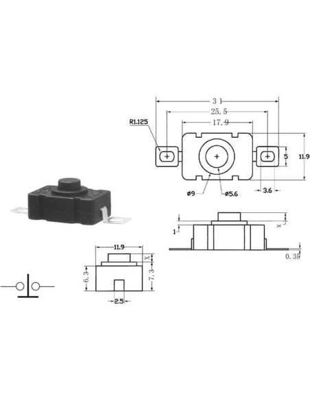 Paquete de 30 Interruptores de Botón KAN-28 1.5A 250V Paquete de 30 Interruptores de Botón KAN-28 1.5A 250V